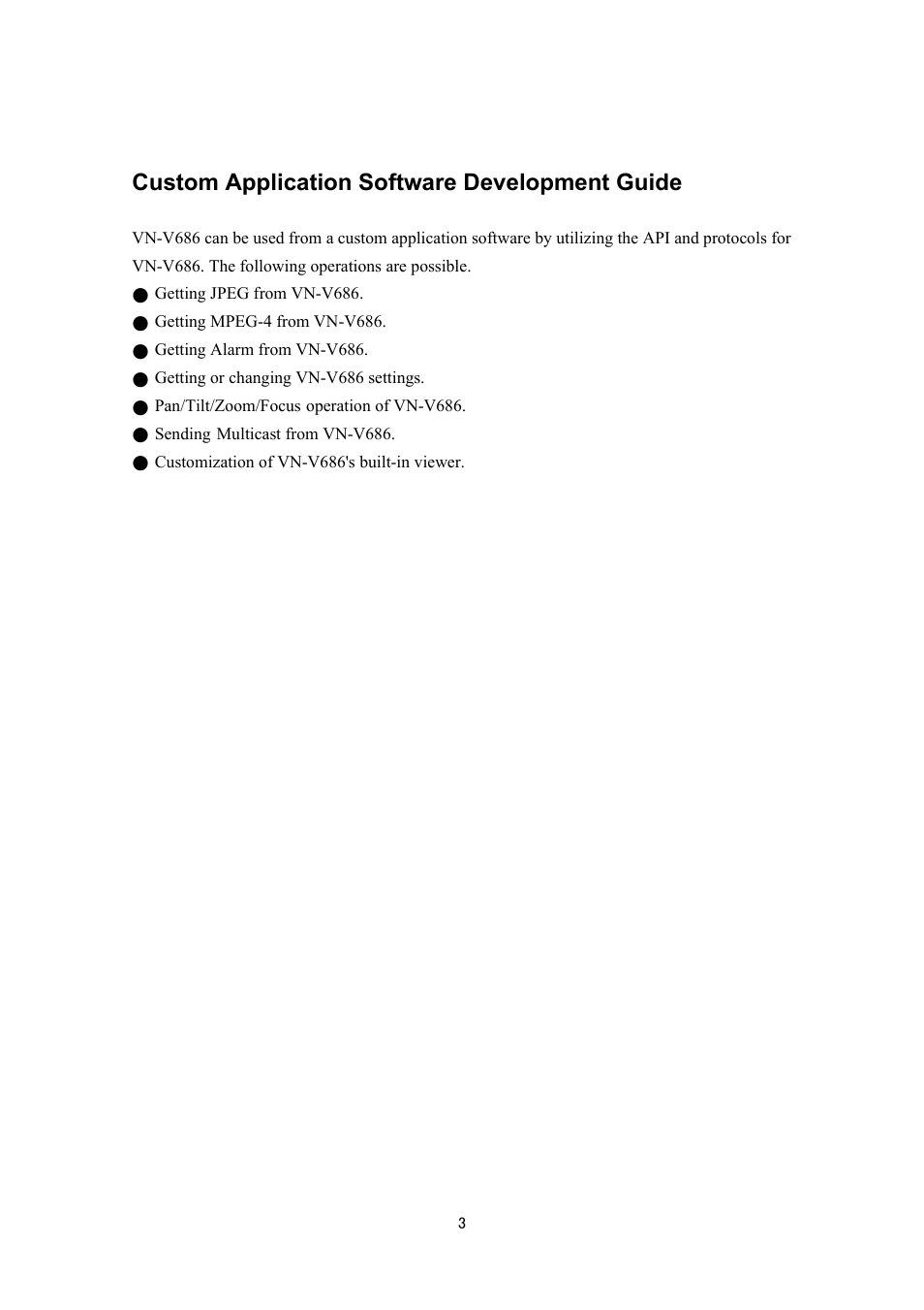 Custom application software development guide | JVC VN-V686UAPI User Manual | Page 3 / 105