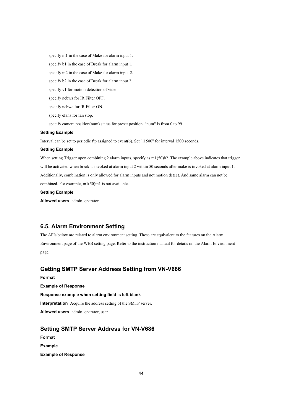 Alarm environment setting, Getting smtp server address setting from vn-v686, Setting smtp server address for vn-v686 | JVC VN-V686UAPI User Manual | Page 44 / 105