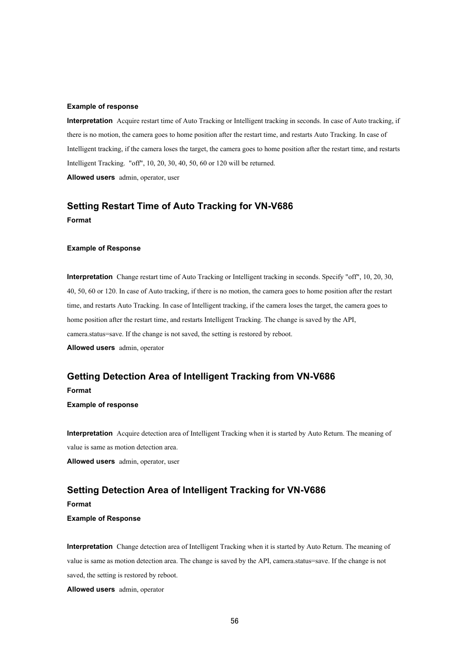 Setting restart time of auto tracking for vn-v686 | JVC VN-V686UAPI User Manual | Page 56 / 105