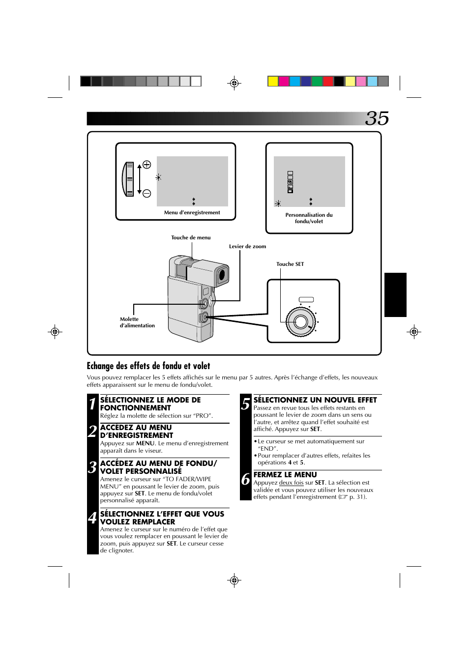 Echange des effets de fondu et volet | JVC GR-DV1 User Manual | Page 107 / 219