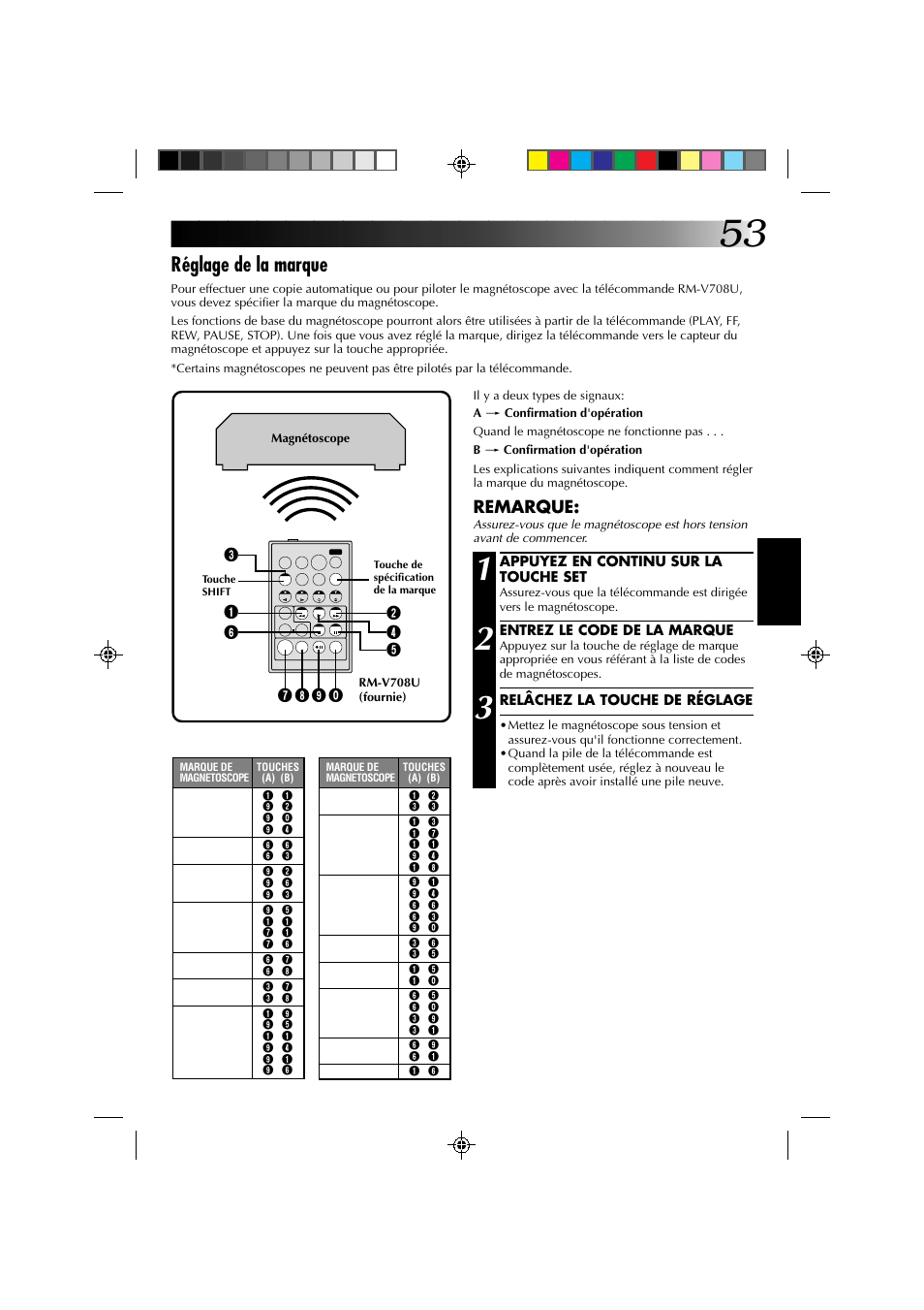 Réglage de la marque, Remarque | JVC GR-DV1 User Manual | Page 125 / 219