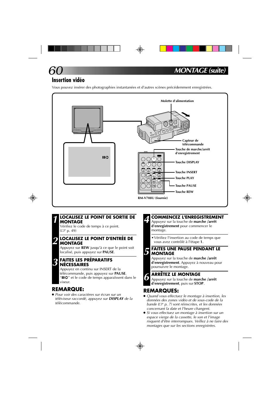 Montage (suite), Insertion vidéo | JVC GR-DV1 User Manual | Page 132 / 219