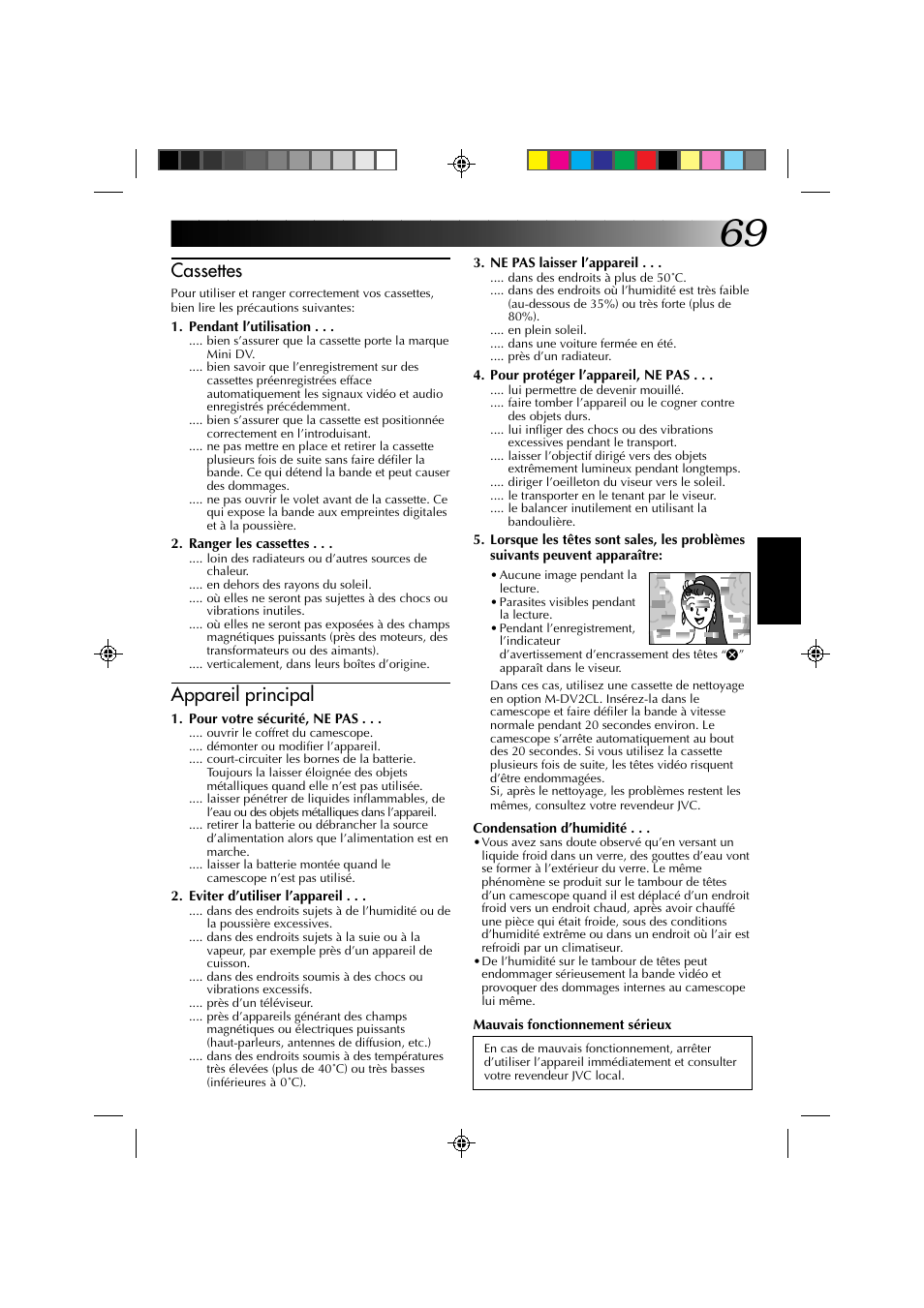 Cassettes, Appareil principal | JVC GR-DV1 User Manual | Page 141 / 219