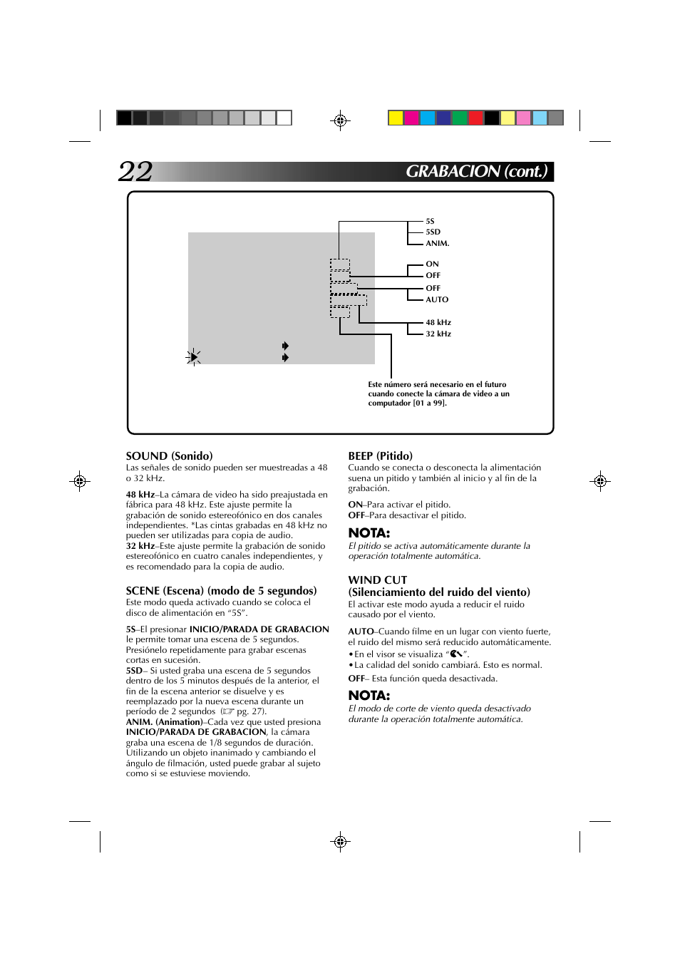 Grabacion (cont.) | JVC GR-DV1 User Manual | Page 166 / 219