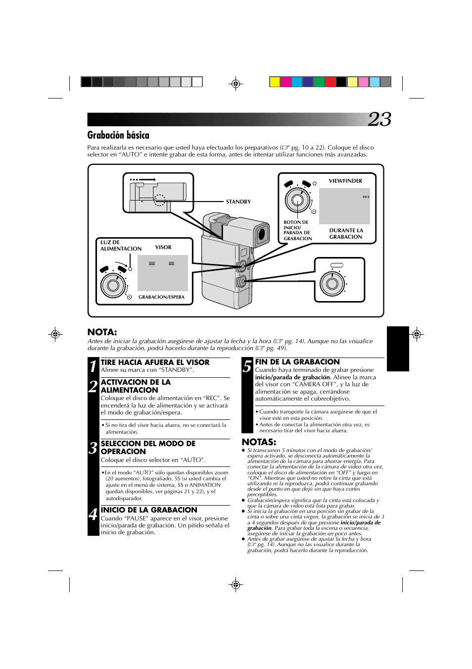 Grabación básica, Nota, Notas | JVC GR-DV1 User Manual | Page 167 / 219