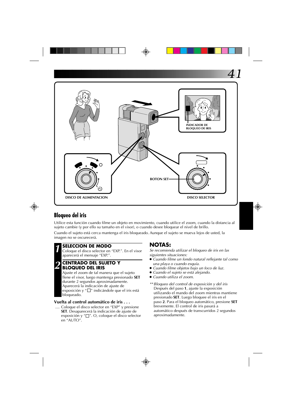 Bloqueo del iris, Notas | JVC GR-DV1 User Manual | Page 185 / 219