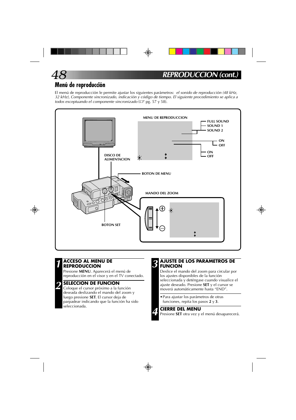 Reproduccion (cont.), Menú de reproducción | JVC GR-DV1 User Manual | Page 192 / 219