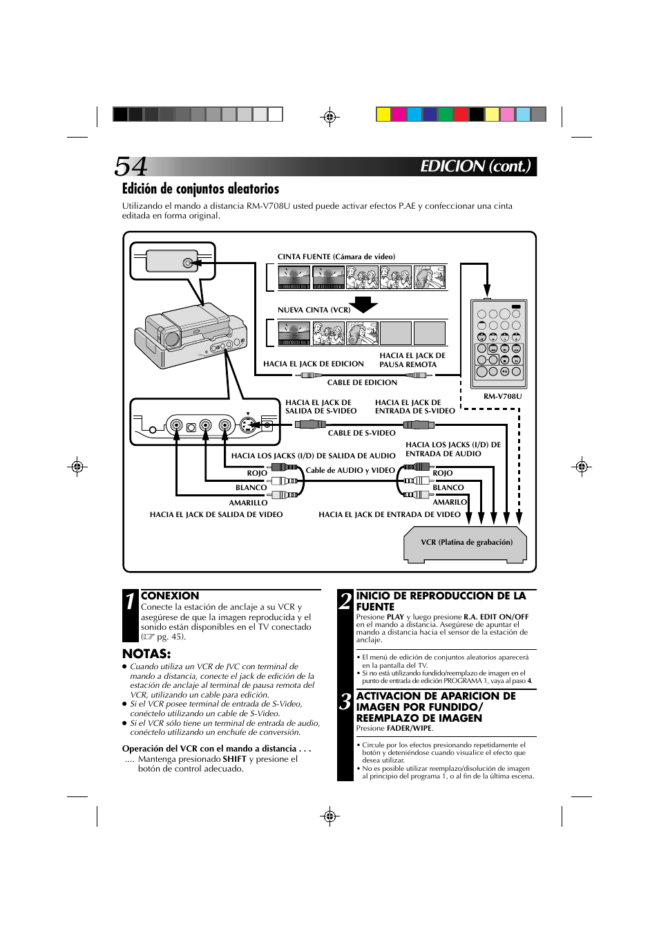 Edicion (cont.), Edición de conjuntos aleatorios, Notas | JVC GR-DV1 User Manual | Page 198 / 219