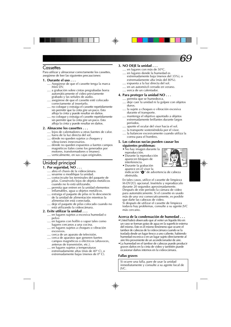 Cassettes, Unidad principal | JVC GR-DV1 User Manual | Page 213 / 219