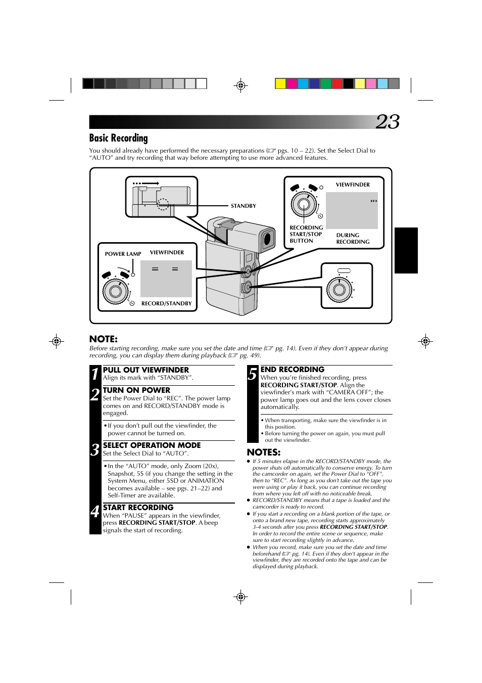 Basic recording | JVC GR-DV1 User Manual | Page 23 / 219