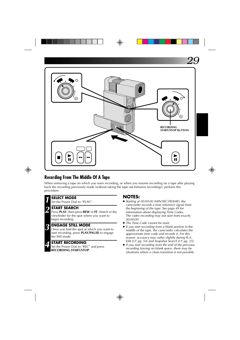 Recording from the middle of a tape | JVC GR-DV1 User Manual | Page 29 / 219