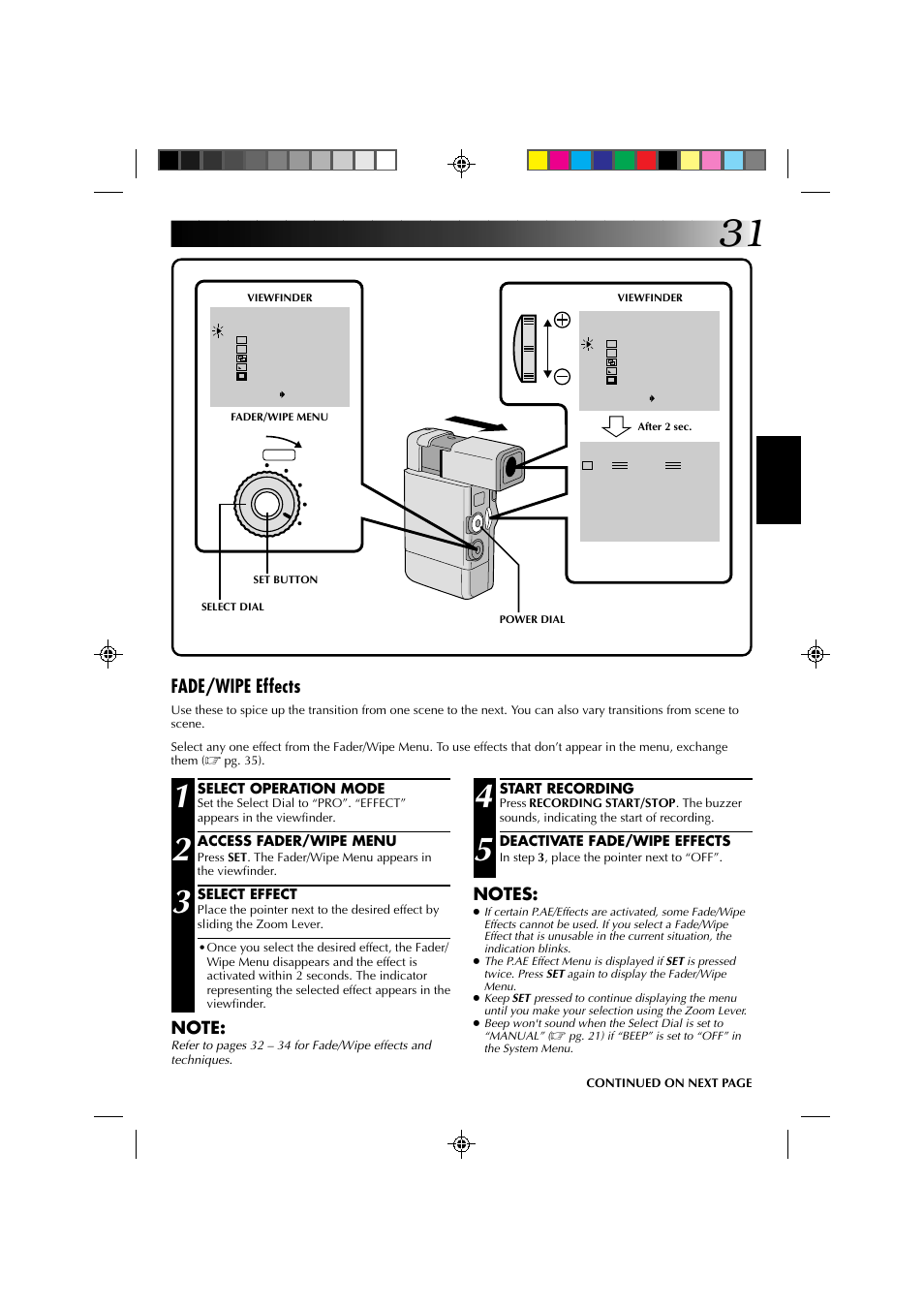 Fade/wipe effects | JVC GR-DV1 User Manual | Page 31 / 219