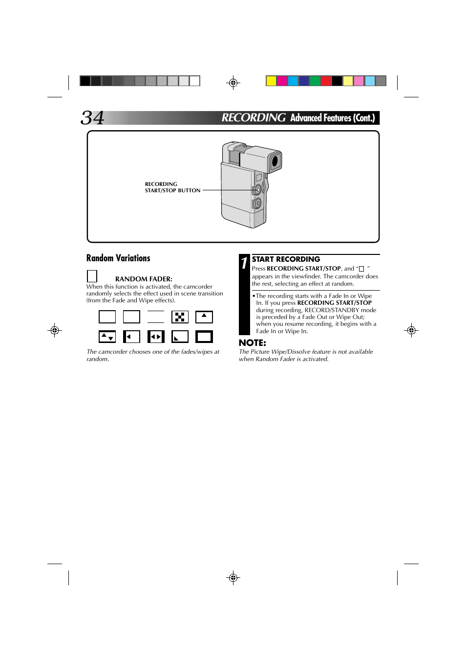 Recording | JVC GR-DV1 User Manual | Page 34 / 219