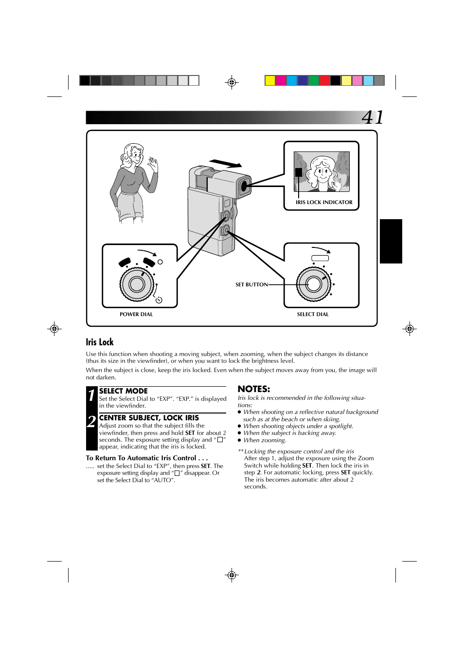 Iris lock | JVC GR-DV1 User Manual | Page 41 / 219