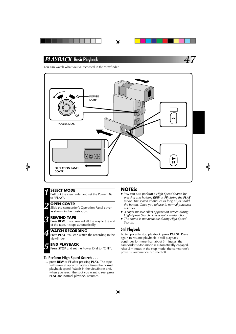 Playback, Basic playback | JVC GR-DV1 User Manual | Page 47 / 219