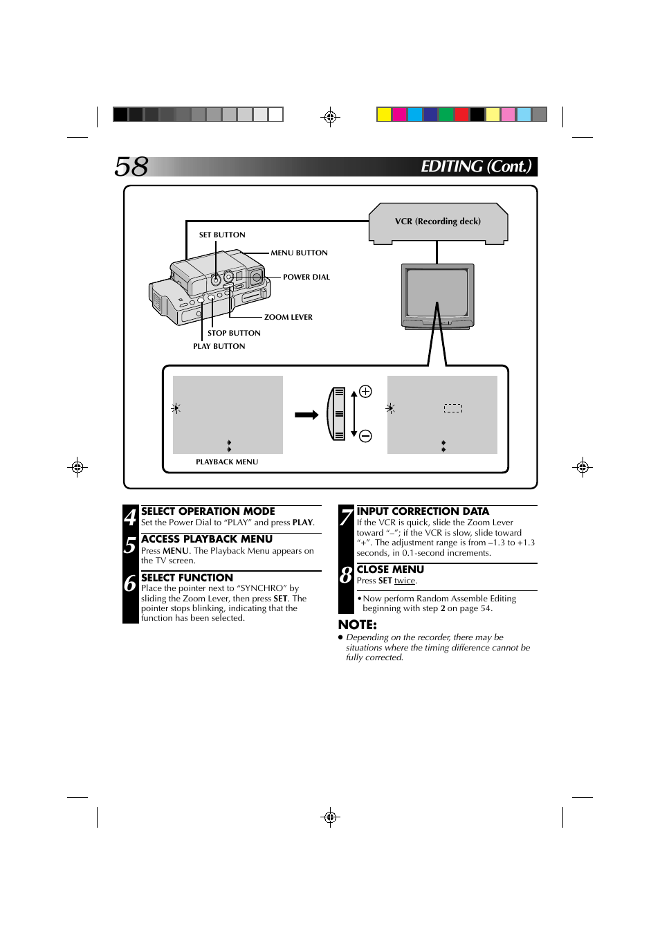 Editing (cont.) | JVC GR-DV1 User Manual | Page 58 / 219