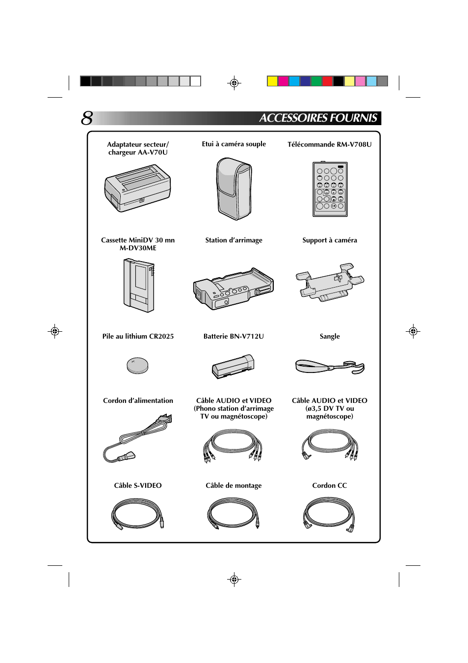 Accessoires fournis | JVC GR-DV1 User Manual | Page 80 / 219