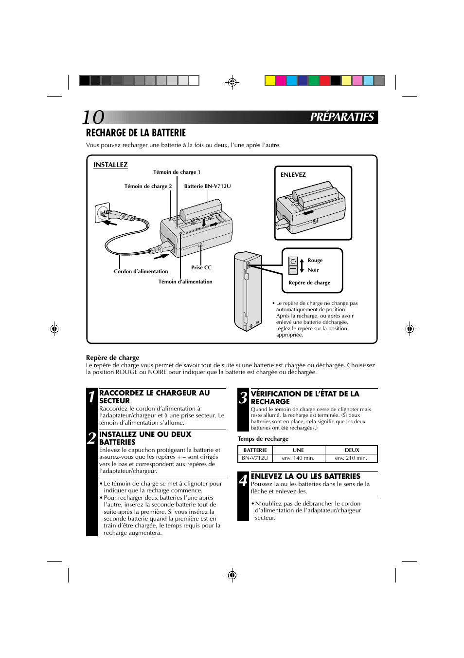 Préparatifs, Recharge de la batterie | JVC GR-DV1 User Manual | Page 82 / 219