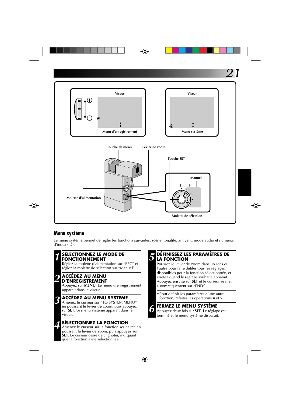 Menu système | JVC GR-DV1 User Manual | Page 93 / 219