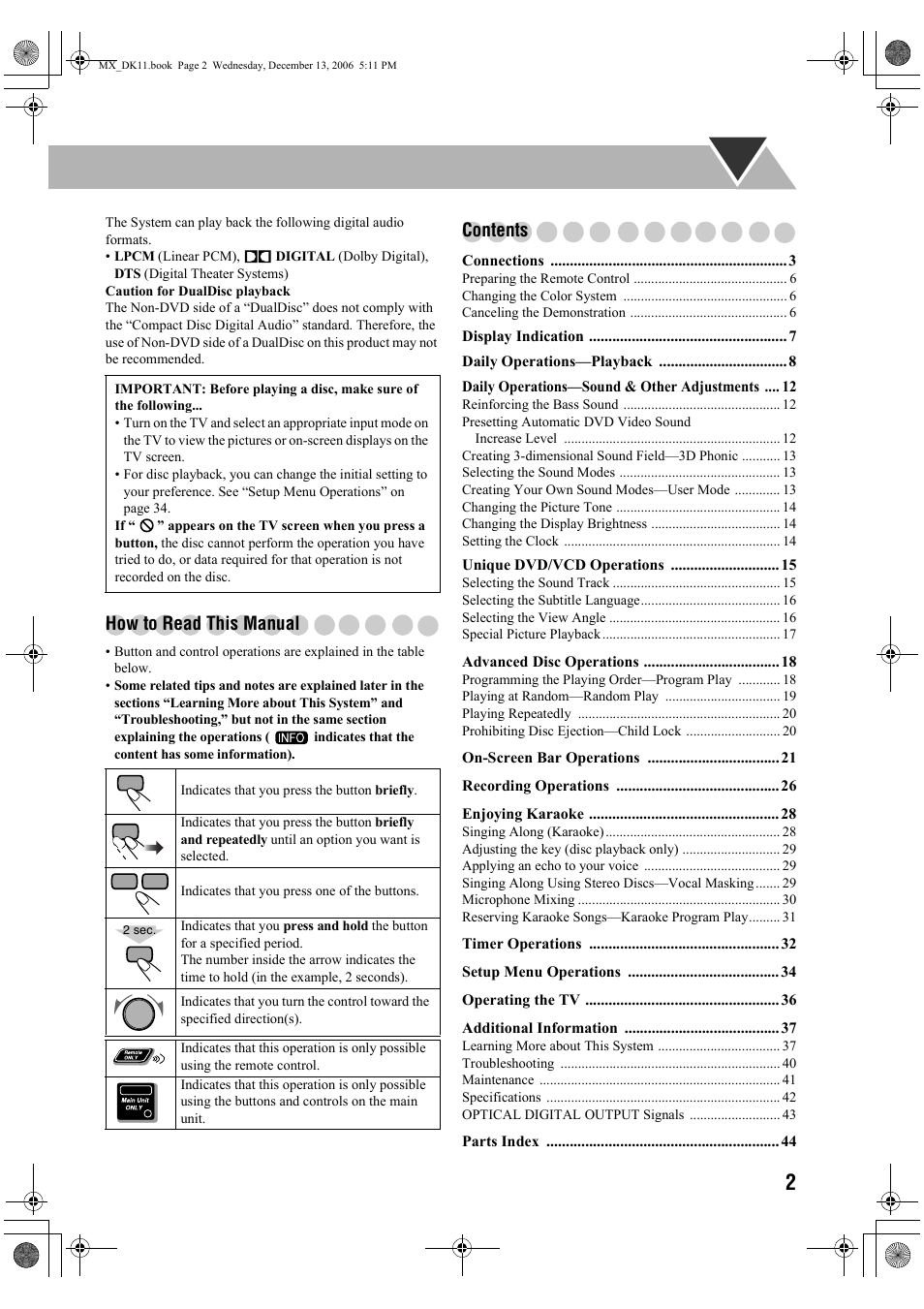 JVC CA-MXDK11 User Manual | Page 5 / 48