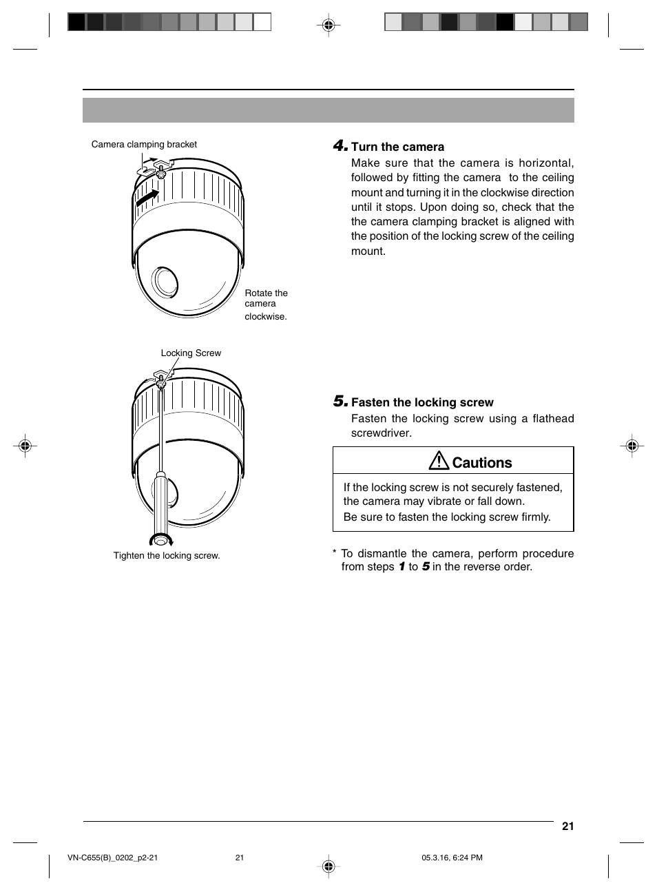 Cautions | JVC VN-C655 User Manual | Page 21 / 36