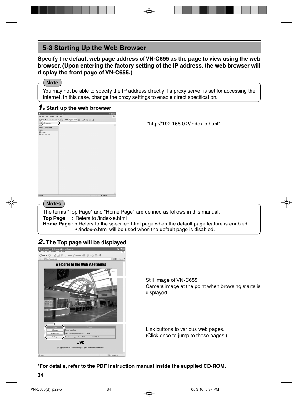 3 starting up the web browser | JVC VN-C655 User Manual | Page 34 / 36