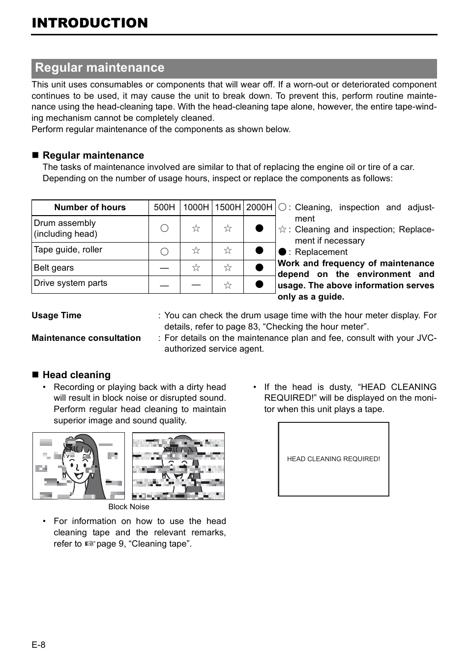 Introduction, Regular maintenance | JVC BR-HD50E User Manual | Page 12 / 92