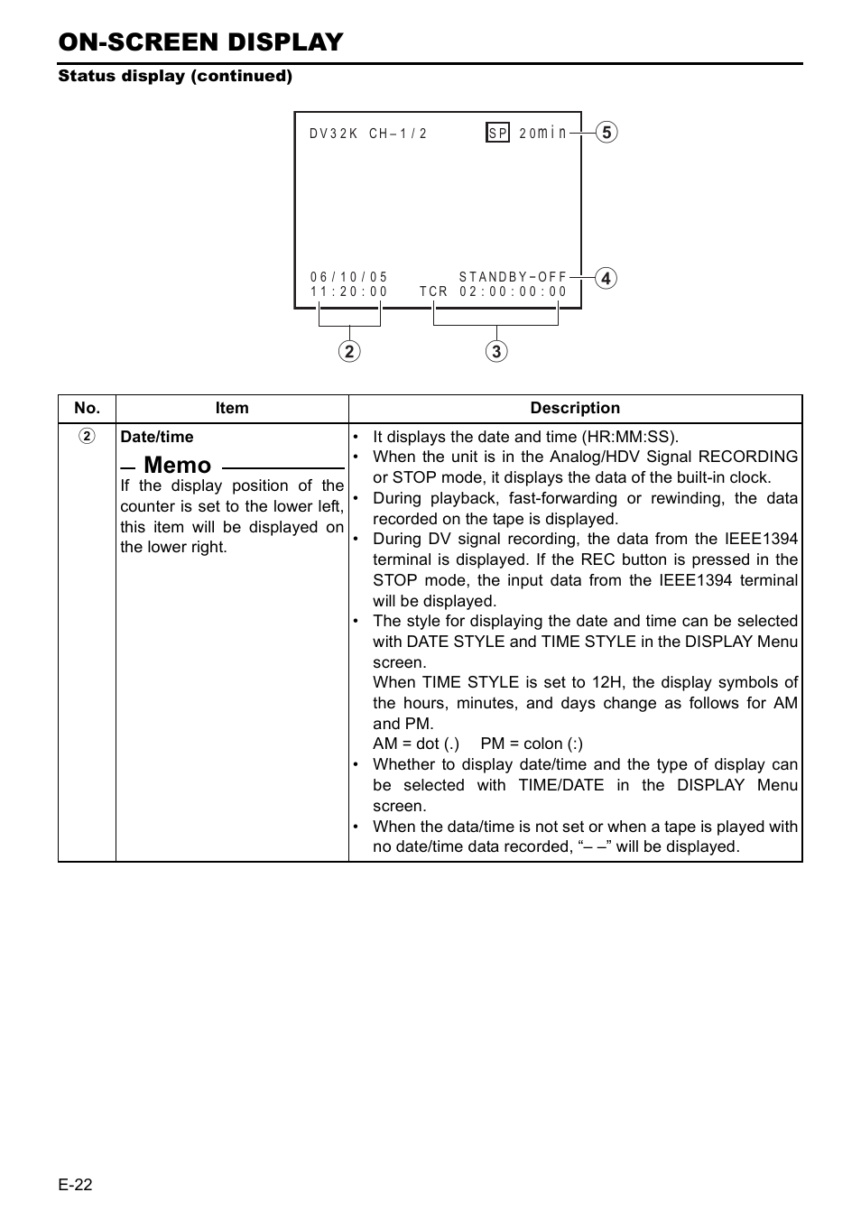 On-screen display | JVC BR-HD50E User Manual | Page 26 / 92