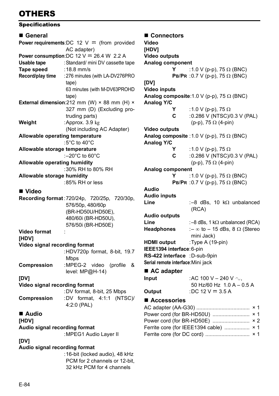 Others | JVC BR-HD50E User Manual | Page 88 / 92