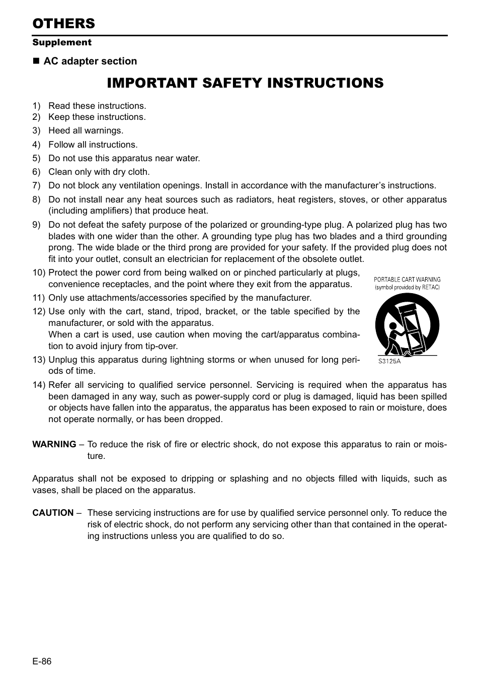 Others, Important safety instructions | JVC BR-HD50E User Manual | Page 90 / 92