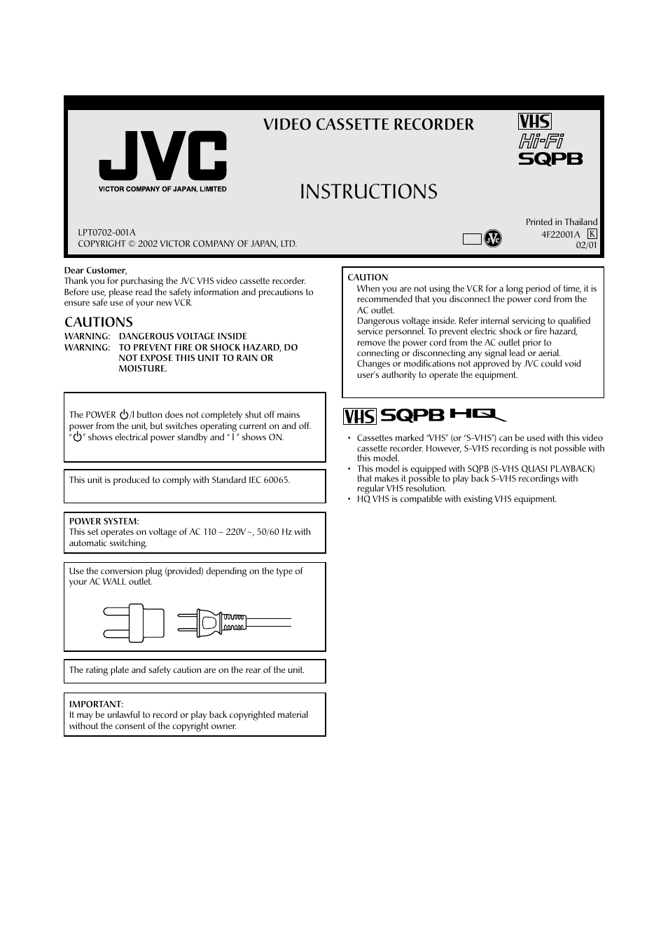 JVC HR-J6009UM  EN User Manual | 14 pages