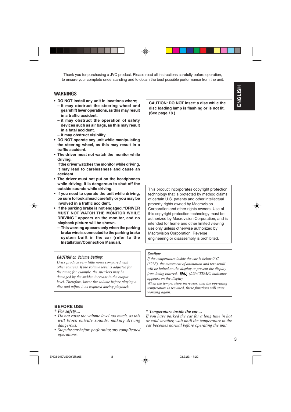 JVC KD-DV5000 User Manual | Page 3 / 82