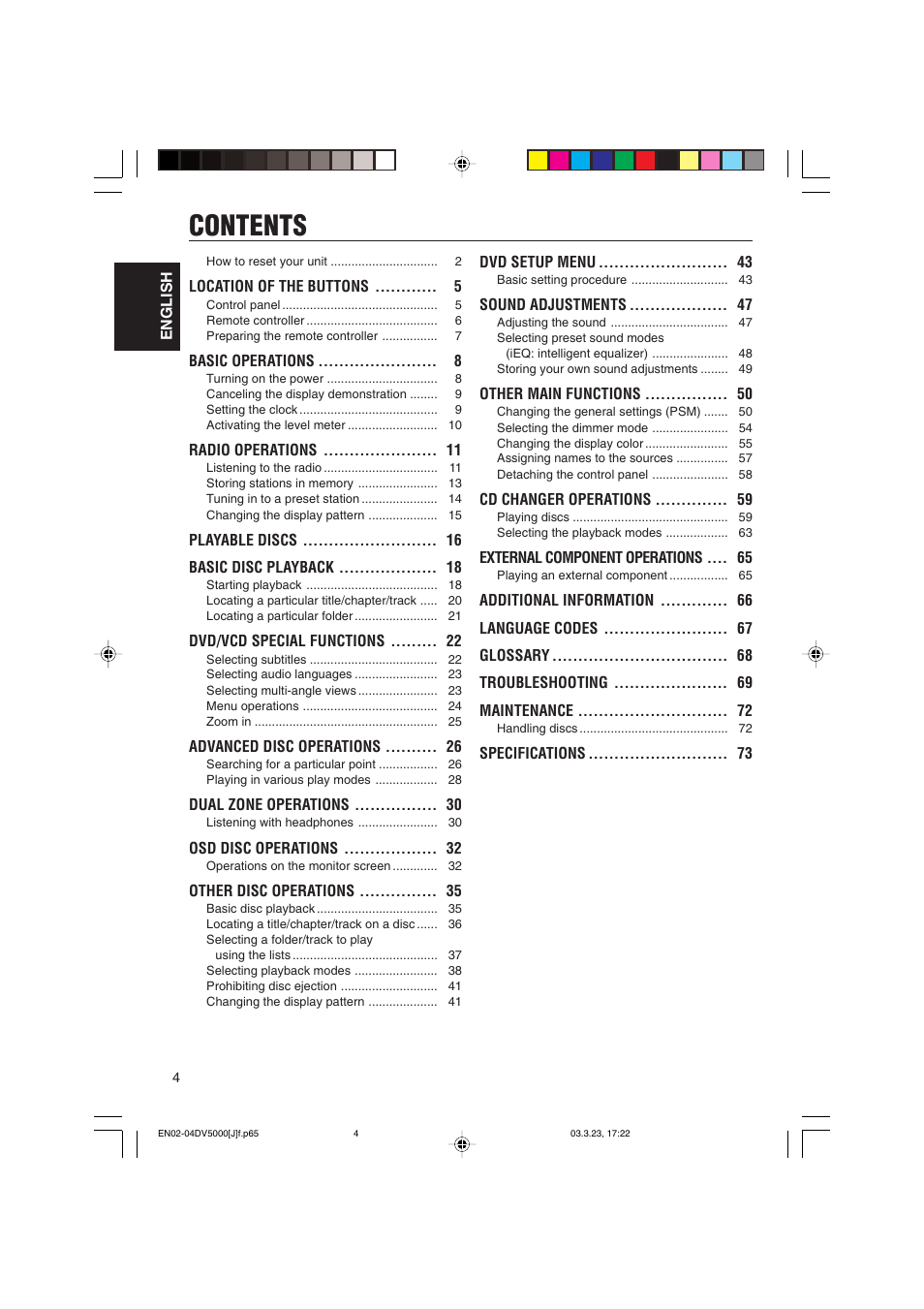 JVC KD-DV5000 User Manual | Page 4 / 82