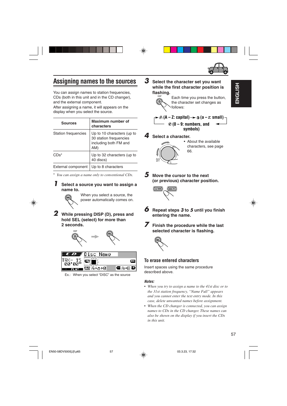 Assigning names to the sources | JVC KD-DV5000 User Manual | Page 57 / 82