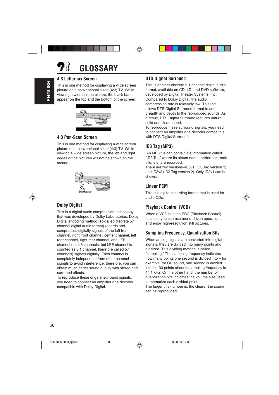 Glossary | JVC KD-DV5000 User Manual | Page 68 / 82