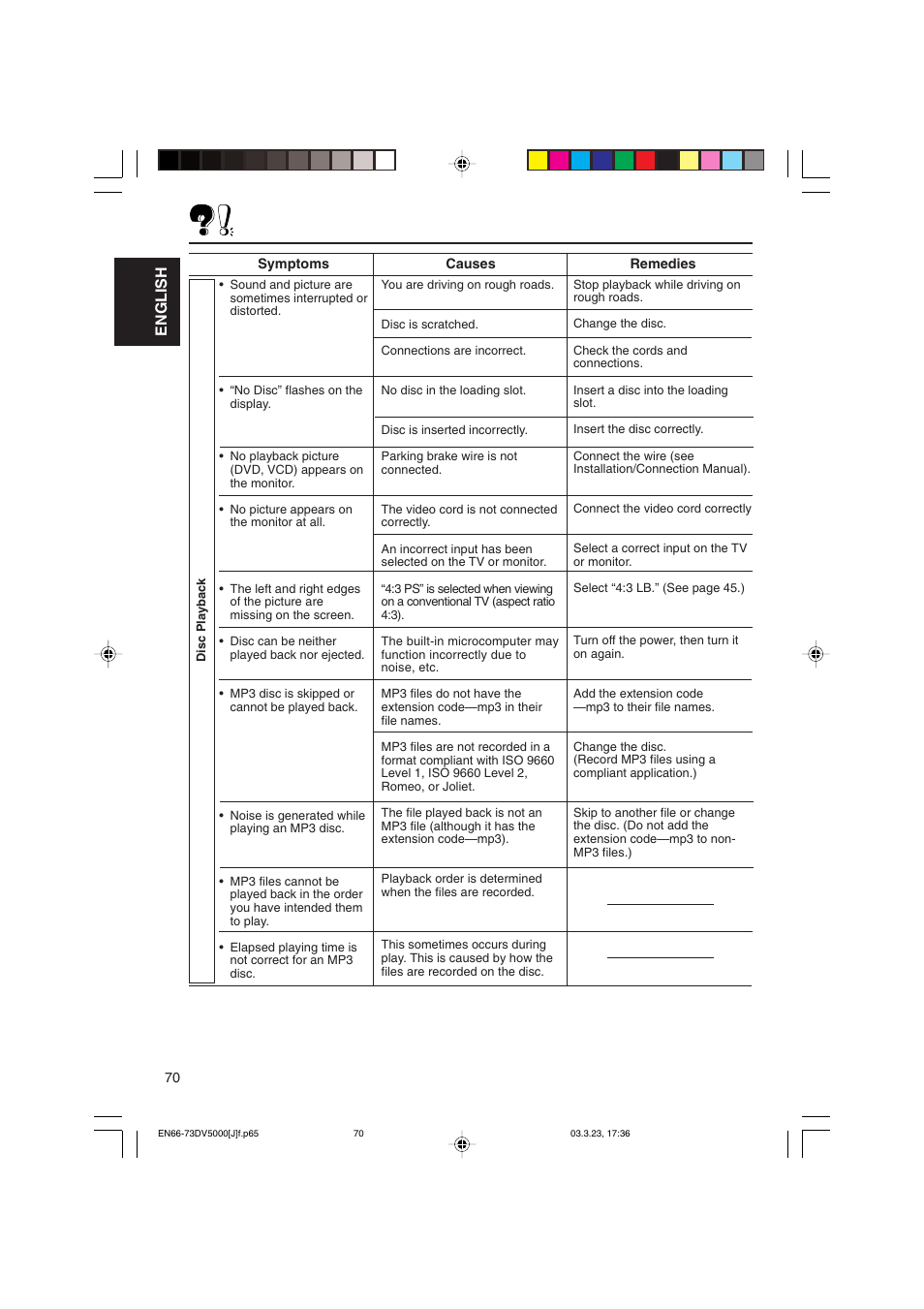 English | JVC KD-DV5000 User Manual | Page 70 / 82