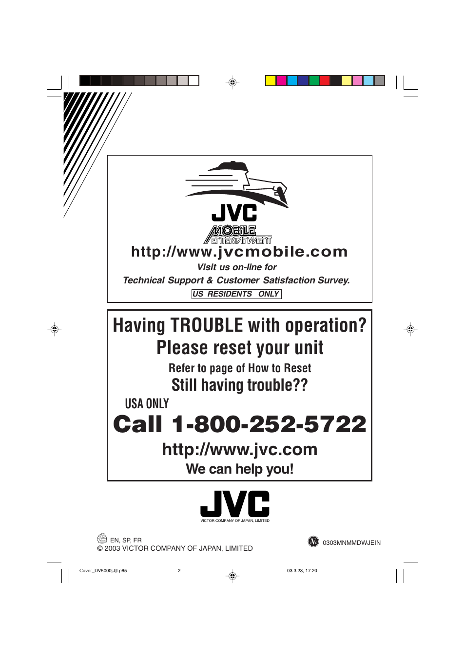 Still having trouble, We can help you, Usa only | JVC KD-DV5000 User Manual | Page 74 / 82