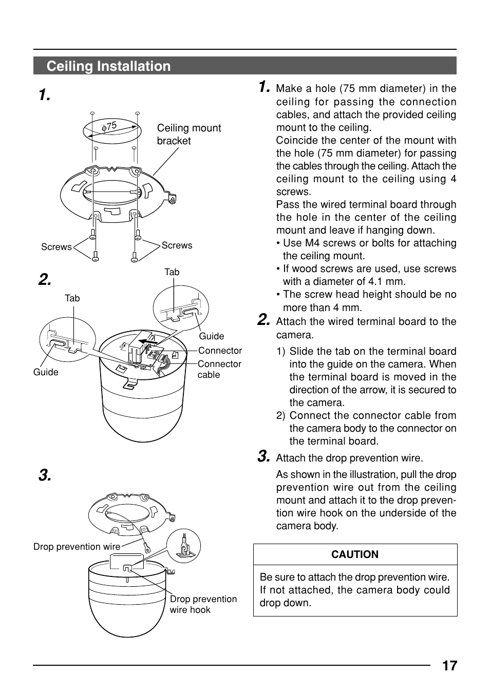 17 ceiling installation | JVC TK-C553 User Manual | Page 17 / 44