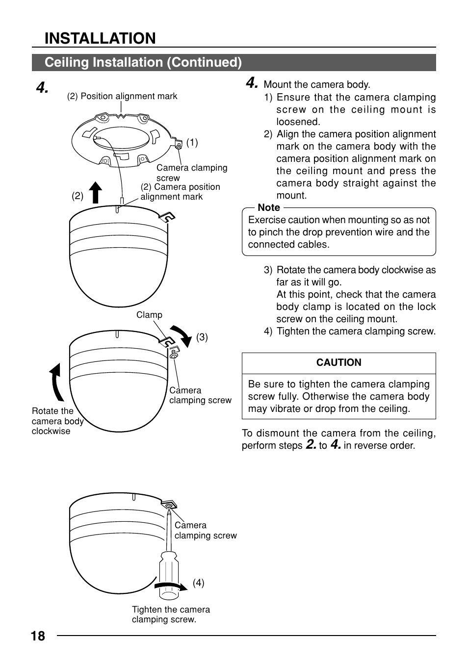 Installation, Ceiling installation (continued) | JVC TK-C553 User Manual | Page 18 / 44