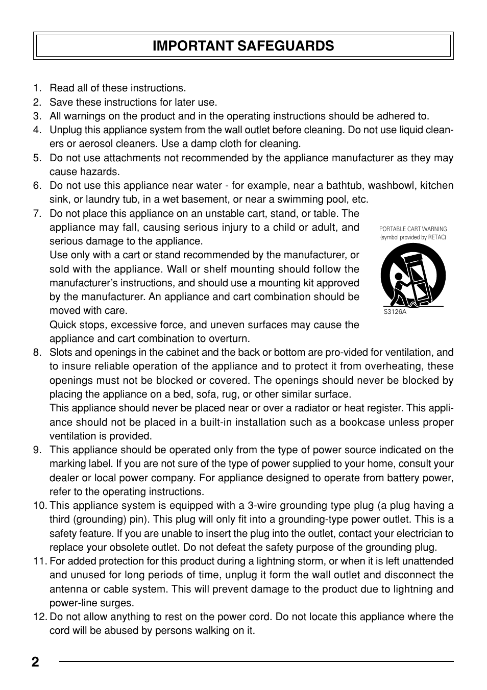 2important safeguards | JVC TK-C553 User Manual | Page 2 / 44