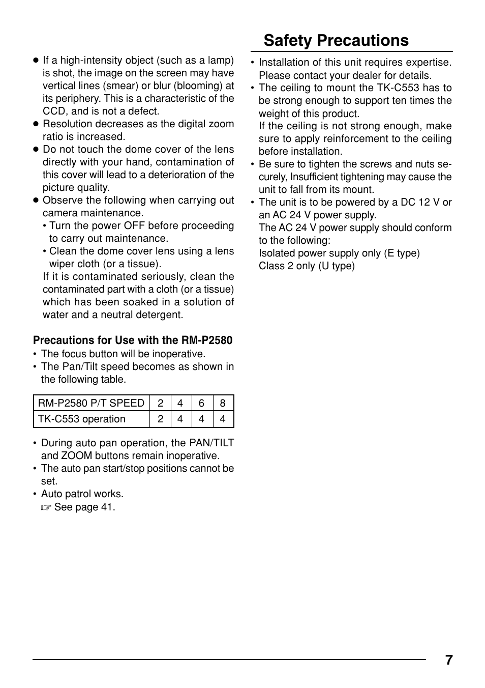 Safety precautions | JVC TK-C553 User Manual | Page 7 / 44