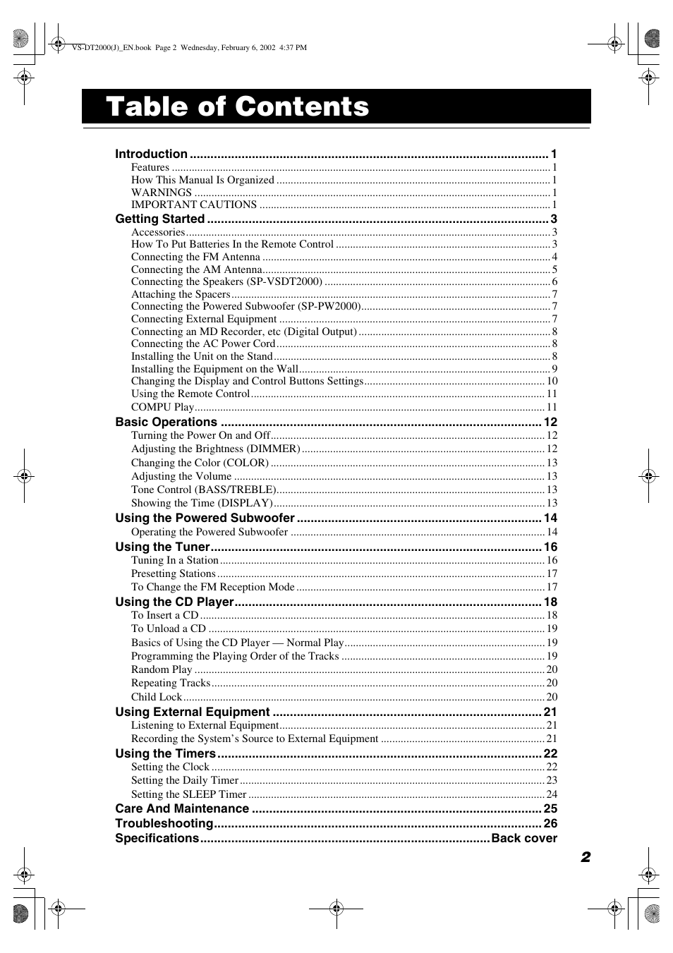 JVC CA-VSDT2000 User Manual | Page 5 / 32