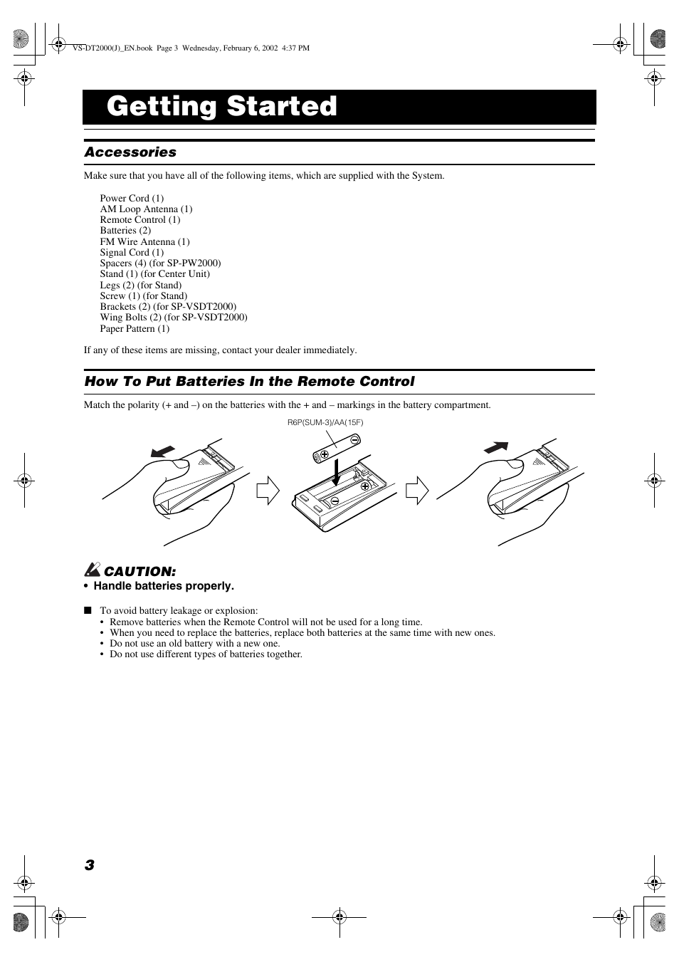 Getting started | JVC CA-VSDT2000 User Manual | Page 6 / 32