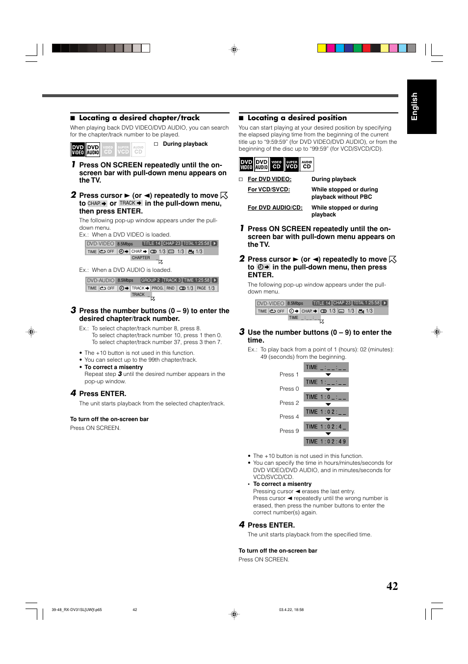 English | JVC RX-DV31 User Manual | Page 47 / 80