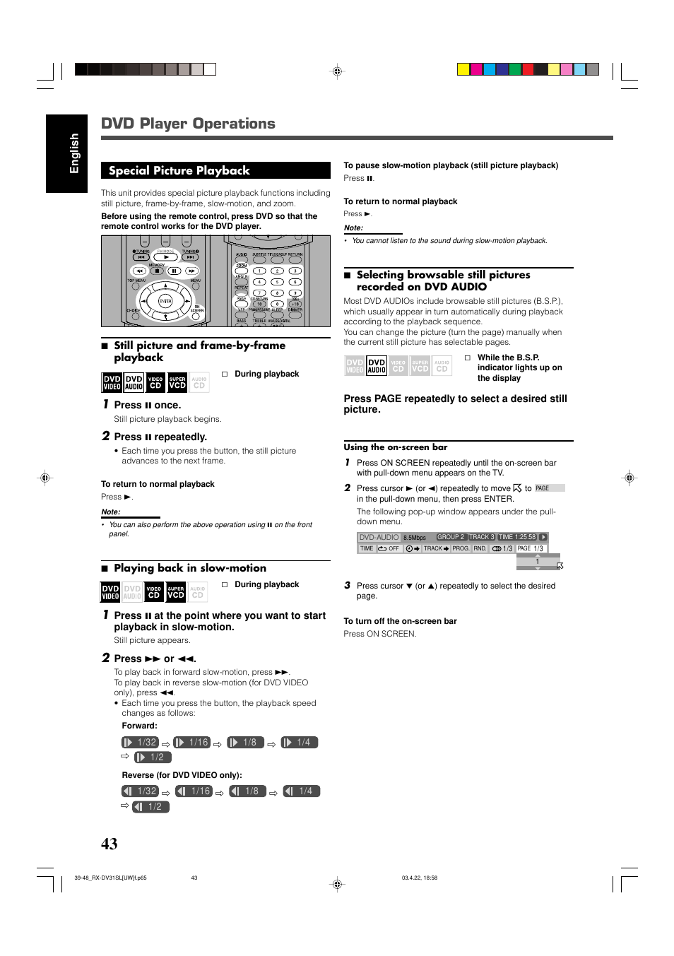 Dvd player operations | JVC RX-DV31 User Manual | Page 48 / 80
