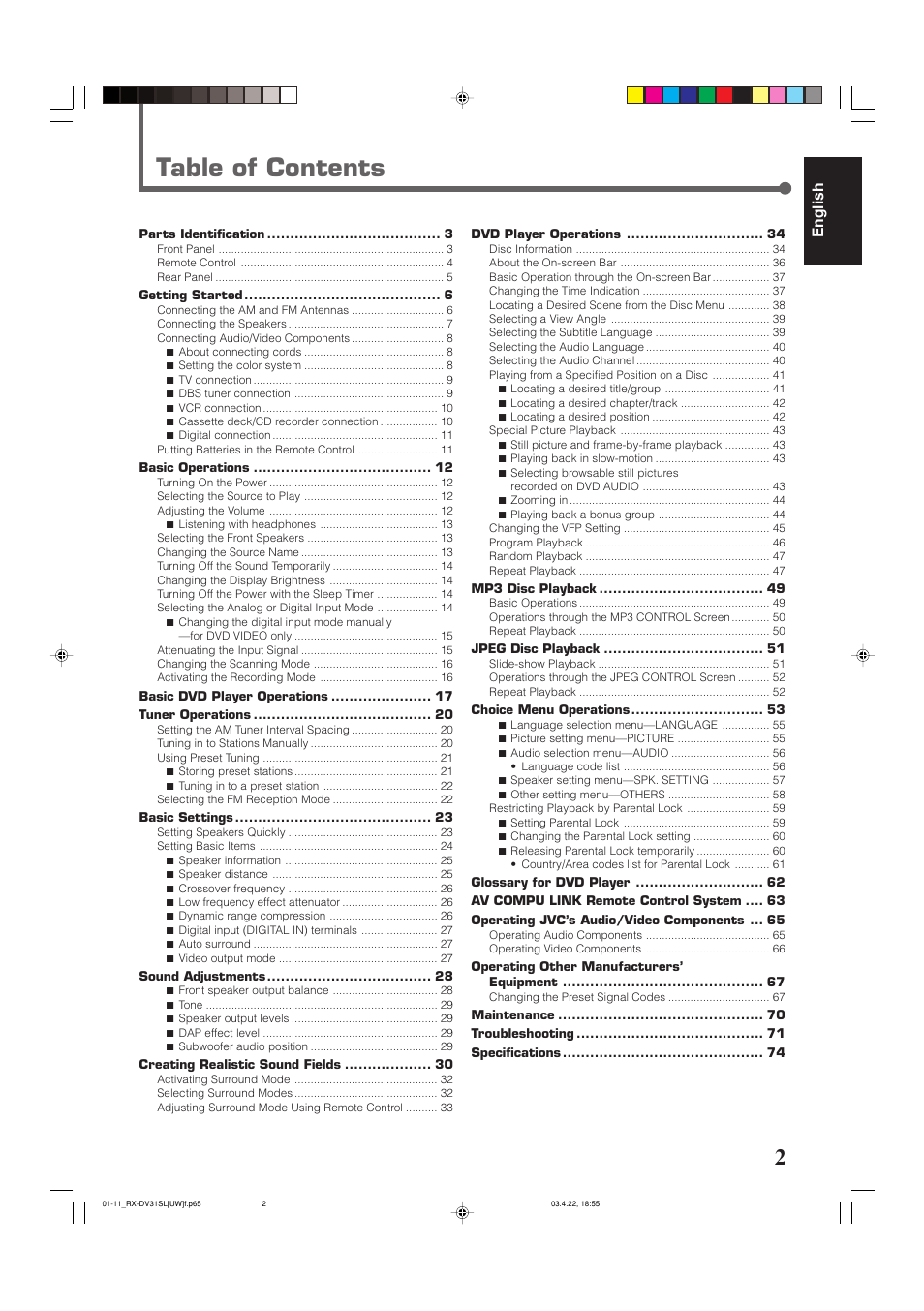 JVC RX-DV31 User Manual | Page 7 / 80