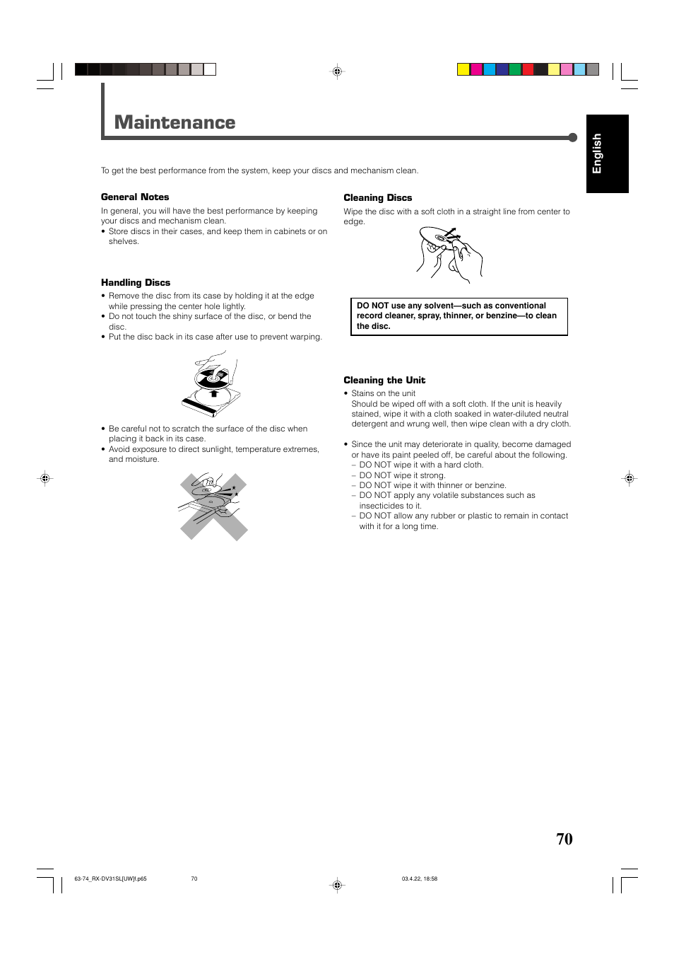 Maintenance | JVC RX-DV31 User Manual | Page 75 / 80