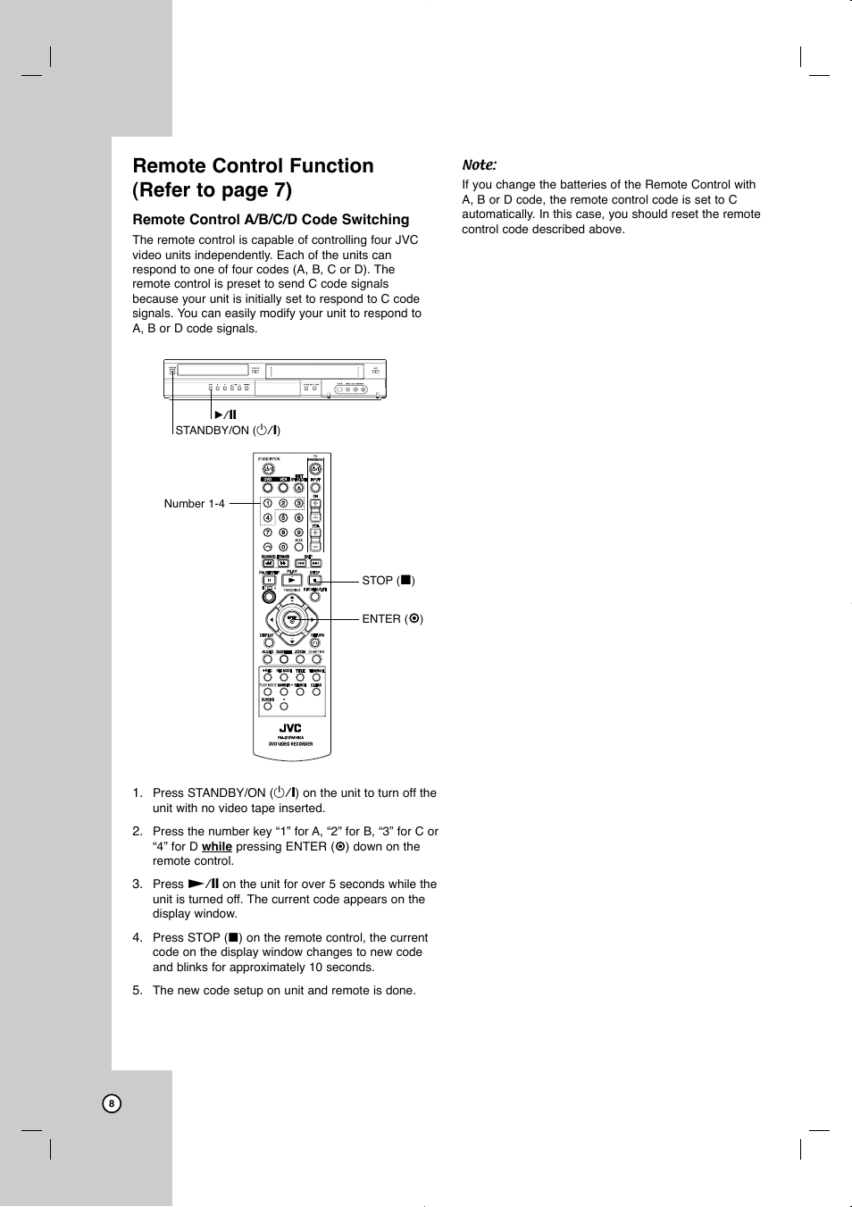 Remote control function (refer to page 7) | JVC LVT2013-001A User Manual | Page 12 / 54
