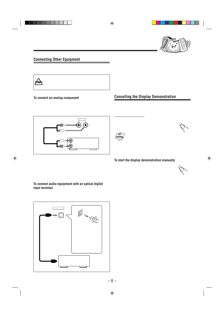 Cancelling the display demonstration, Connecting other equipment, On the unit only | JVC CA-MXG51R User Manual | Page 11 / 40