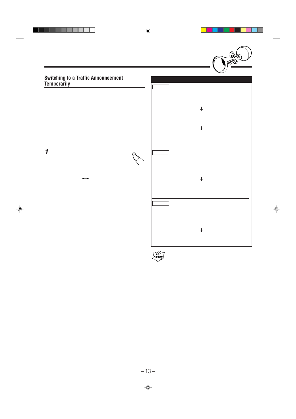 Switching to a traffic announcement temporarily | JVC CA-MXG51R User Manual | Page 16 / 40